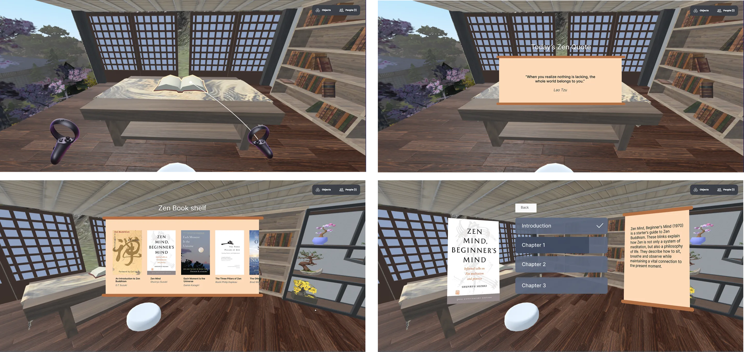 Audio books and daily Zen quotes in the library
