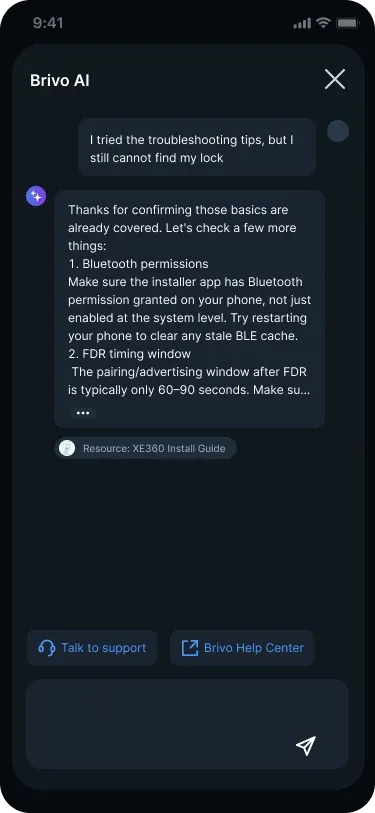 Can’t find the lock, Still stuck: Ask Brivo AI, or Support