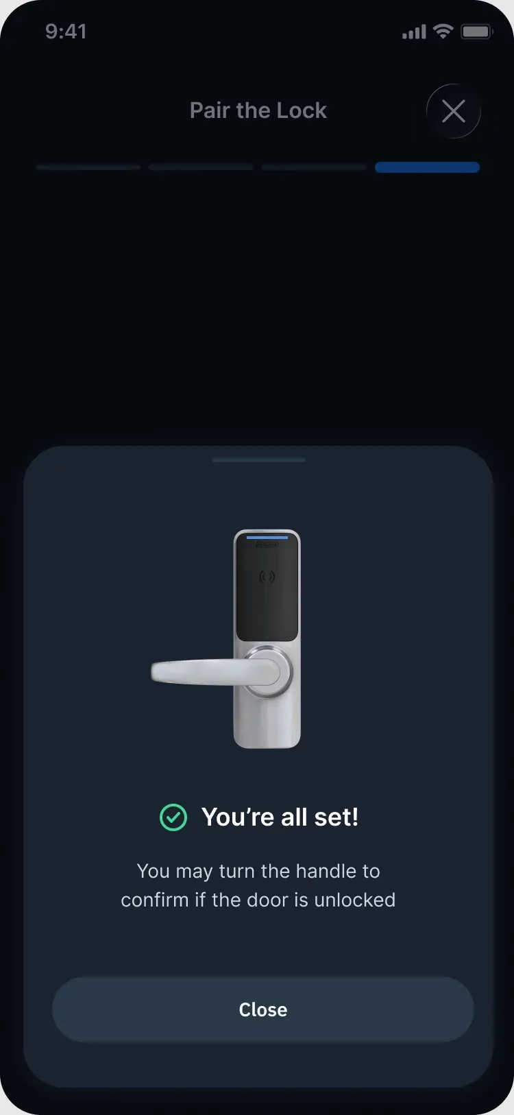 You’re all set: turn the handle to confirm